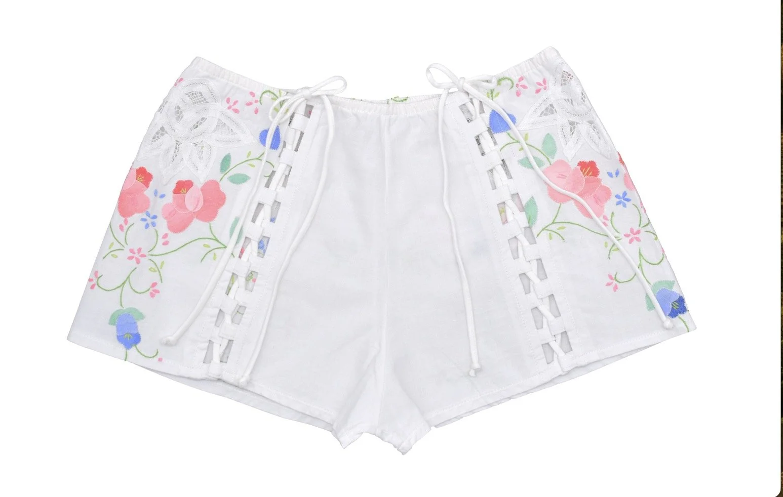 Tea Towel Lace-Up Hot Pants — Pretties